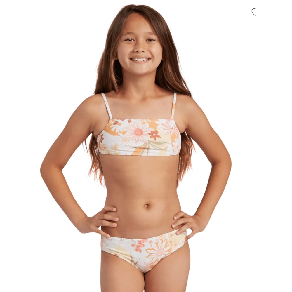 nwt billabong Girls' Little Bit Of Sunshine Tank Bikini Set floral size 4
